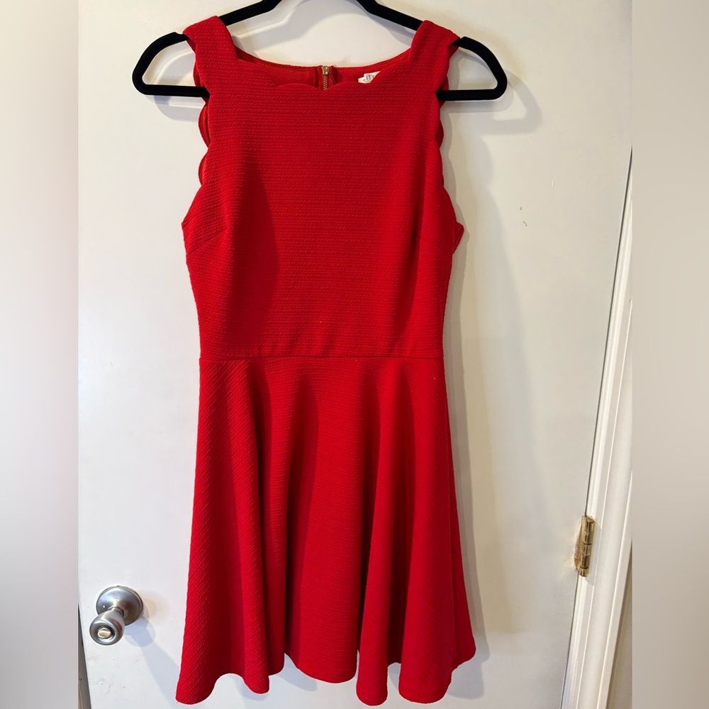 City Vibe Red Scalloped Fit & Flare Dress Size 5 Holiday Party Dress